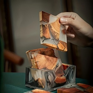 Posavasos de madera auténtica de primera calidad y alfombrillas para bebidas Diseño moderno personalizable para uso en el hogar/restaurante-Precio - Product Image 3