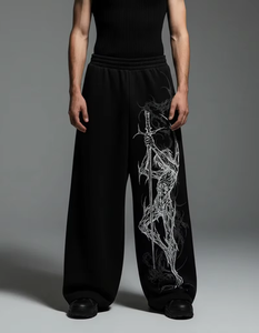 Pantalones Deportivos Personalizados con Logotipo, Estilo Urbano, para Hombre, de Algodón Grueso, Lavado Ácido Vintage, Anchos, Holgados, con Rayas - Product Image 3