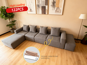 Canapés modulaires convertibles modernes et abordables, écologiques et durables, en forme de L, pour salons de villas - Product Image 2