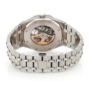 Elegante clásico Moissanite diamante mecánico automático reloj de acero inoxidable acabado helado completo que ofrece brillo exquisito - Product Image 3