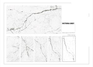 Carreaux de porcelaine émaillée en travertin poli gris Victoria 600x1200mm Décoration murale moderne antidérapante pour chambres d'hôtels - Product Image 2