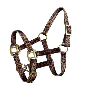 Vente en gros de haute qualité en nylon imprimé guépard réglable licou en laiton plaqué quincaillerie fabricant fournisseur - Product Image 1
