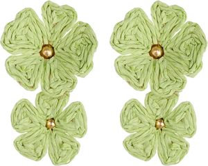 Pendientes personalizados de rafia y margaritas, pendientes tejidos a mano de rafia con flores exageradas, pendientes coloridos de rafia con sol y flores - Product Image 3
