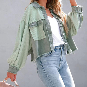 เข็มขัดแจ็กเก็ตผ้ายีนส์แขนยาวสำหรับผู้หญิง, เสื้อคลุมกันหนาวแบบกอธิคแขนยาวมี4กระเป๋ามีกระดุมตกแต่งให้ความอบอุ่นในฤดูใบไม้ผลิฤดูใบไม้ร่วง - Product Image 5