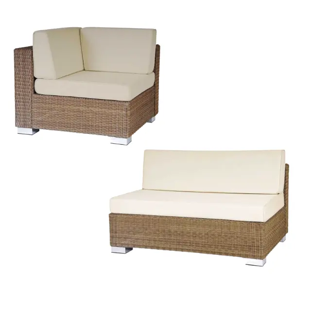 Big sale waterproof Garden Rattan Wicker Corner leisure Sofa with soft cushions modern minimalist outdoor furniture for hotel