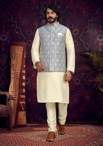 Markenkleidung Junge Herren ethnische Kleidung Kurta-Pajama Nehru-Jacken-Set Herstellerpreis Export nach Indien - Product Image 6