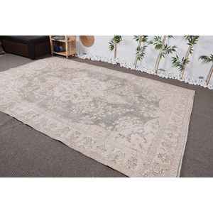 Tapis turc 6,4x9,9 pieds, grand tapis vintage, tapis rayé beige gris - Product Image 4