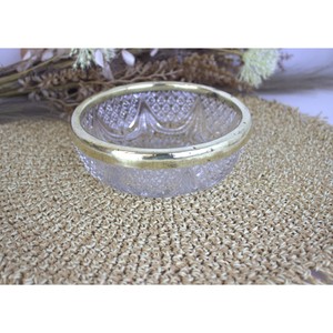 Bol à fruits en verre taillé en cristal garni de laiton moderne Une touche d'élégance vintage, bol à bonbons et noix - Product Image 6