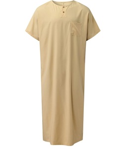 Jubba Thobe à manches courtes pour hommes vêtements islamiques musulmans Arabie saoudite Dubaï caftan robe longue Thobe OEM - Product Image 1