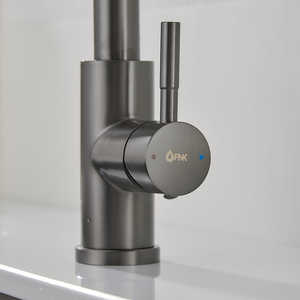 Grifo de Cocina Moderno Fontastock de un Solo Nivel, de Acero Inoxidable y Cerámica, en Forma de C, Contemporáneo, Montado en la Pared, Giratorio, Color Gris - Product Image 2