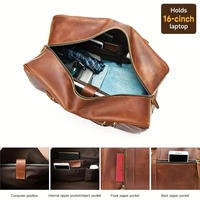 Sac de voyage en cuir véritable vintage léger et portable unisexe, sac de week-end avec compartiment pour ordinateur portable, bandoulière réglable