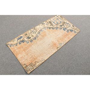 Tapis turc 1,6 x 3,3 pieds, petit tapis vintage, tapis patchwork marron et bleu - Product Image 4