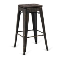 Tabouret de bar multifonctionnel en métal et bois, couleur personnalisable, style industriel classique, pour intérieur et extérieur