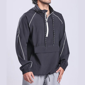 เสื้อแจ็คเก็ตกันลมแบบสปอร์ตแคชชวล กันน้ำ ซิป ¼  ทรงโอเวอร์ไซส์ คอกลม สำหรับผู้ชาย แบบเรียบง่าย - Product Image 1