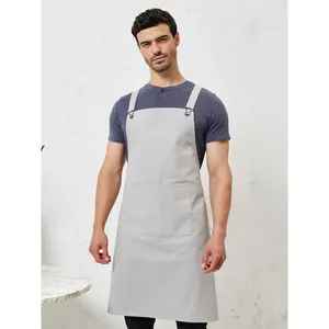 Delantal de barista con tirantes cruzados en la espalda y cintura ajustable, accesorio de merchandising elegante, material textil para traje de trabajo - Product Image 1