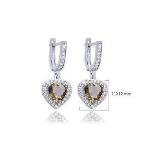 Forme de coeur 11x14mm Sultanite CZ argent boucles d'oreilles en gros turc fabriqué à la main 925 en argent Sterling bijoux fins - Product Image 2