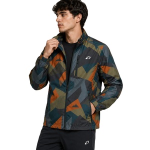 Custom Sublimation Geometric Print Windbreaker Men's <b>Jackets</b> <b>Lightweight</b> Outdoor Hiking Coat Zip Front OEM Activewear Supplier - Product Image 2