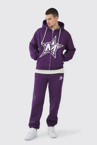 Top Selling Purple <b>Tall</b> Oversized Boxy Official Hoodie & Relaxed <b>Jogger</b> Heavyweight Streetwear Custom Design - Product Image 3
