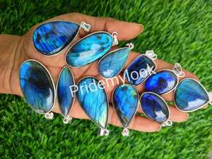 Tendance maintenant Bleu Labradorite Pendentifs Charmes, En Gros 925 Argent Plaqué Cristal Gemme Collier Pendentifs, Bijoux De Mode - Product Image 3