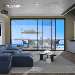 Porte coulissante en verre trempé à cadre mince avec système d'ouverture lisse pour salon et jardin - Product Image 2