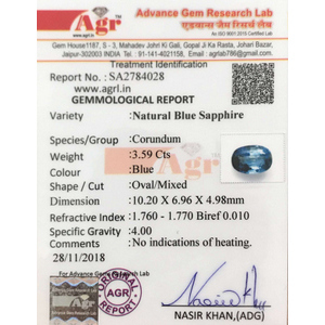 บลูแซฟไฟร์-3.59 กะรัต พลอยธรรมชาติเจียระไนทรงเหลี่ยม สีน้ำเงินเข้ม ขนาด 10 มม. ความสูง 8 มม. ผ่านการอบความร้อน พลอยเม็ดเดี่ยว - Product Image 4
