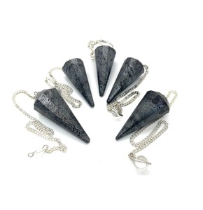 Venta al por mayor hecho a mano en forma de cono de piedras preciosas naturales facetadas hematita Punto de cristal péndulo radiestesia Reiki curación espiritual India - Product Image 5