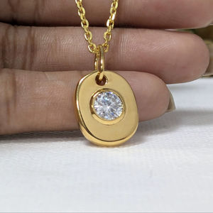 0.80 Ct Lab Grown Diamond Bezel <b>Set</b> Classic Wedding Pendant For Women's, Solid 10K/14k White/Yellow Gold Jewelry, <b>Valentine</b> <b>Gift</b> - Product Image 5