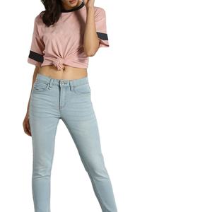 Camiseta de Verano para Mujer, Corte Holgado, 100% Algodón Jersey, Cuello en V, Manga Corta, Estilo Urbano, Bordado, Color Amarillo Sólido, Transpirable, 120g - Product Image 1