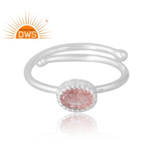 Anillo de piedras preciosas de cuarzo de fresa Natural de Plata de Ley 925 más vendido, joyería personalizada para mujer, regalo para ella - Product Image 3