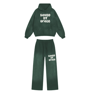 Top Quality Street Style Tracksuit Ruff Style Vintage Blank Acid Wash Tracksuit Casual Sweat Suit With <b>Screen</b> Printed Logo - Product Image 6