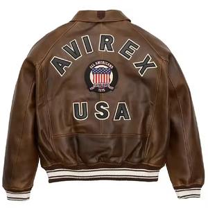 Chaqueta de Piloto Avirex USA Edición Marrón para Hombre, Cuero Natural, Disponible en Todos los Tamaños y Colores, Chaquetas Avirex de Cuero Premium para Hombre - Product Image 2