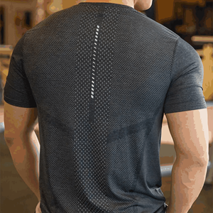 T-shirts de sport ajustés pour hommes, vêtements de course, vêtements de sport de gym, manches courtes, jersey 100% coton écologique - Product Image 2