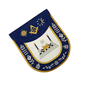 Masonic Master Mason Delantal Plata y oro Bordado Azul Terciopelo Freemason Delantales - Product Image 4