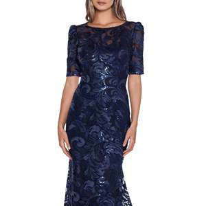 Abito da donna XSCAPE blu a maniche corte con ricami e paillettes, taglia 14 - Vita naturale - Product Image 2