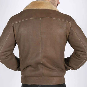 Vente en gros de blouson d'aviateur de haute qualité en laine véritable blouson d'aviateur d'hiver en peau de mouton en cuir véritable pour hommes - Product Image 6