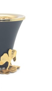 Brûleur d'encens moderne en métal noir et or en forme de feuille de ginkgo, encensoir conique de style nordique, décoration de salon, décoration de bureau - Product Image 4