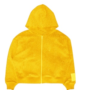 Sweat-shirt d'hiver surdimensionné à capuche pour homme, imprimé personnalisé avec motif patte de cristal et strass, en tricot gaufré, haute qualité - Product Image 4
