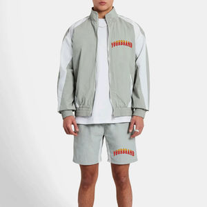 Hot Selling OEM Custom <b>Men's</b> <b>Short</b> Set Premium Quality Nylon Zip Hoodie <b>Shorts</b> New Arrival Windbreaker <b>Short</b> Set - Product Image 2