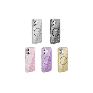 Coque de téléphone en silicone pailleté violet foncé compatible MagSafe pour iPhone 16 Pro Max Plus, anti-traces de doigts, avec cordon - Product Image 3