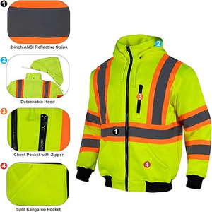 Mens Hi Vis Reflective Safety Construction Batería Ropa DE TRABAJO Logotipo personalizado Impermeable Reactiva Chaqueta térmica recubierta - Product Image 4
