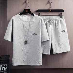 Summer Tshirt Shorts 2 Pieces Set White Tracksuit Men's 3d Letters Vintage Streetwear Creative Pattern Men Sets Short Outfits - Product Image 5