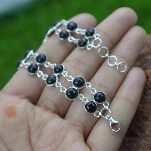 Black Onyx 925 Sterling <b>Silver</b> 2 Line Adjustable Bracelet Handmade Gemstone Jewelry Women Gift - Product Image 2