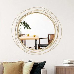 Home Decorative <b>Gold</b> Geometric Metal Frame Hanging Wall <b>Mirror</b> Modern <b>Bathroom</b> Bedroom Living Room Accent <b>Mirror</b> - Product Image 3