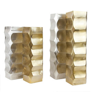 Vase décoratif en aluminium de luxe texturé, nouveau design, fait main, pour mariages, en or et argent de qualité supérieure, pour tables - Product Image 1