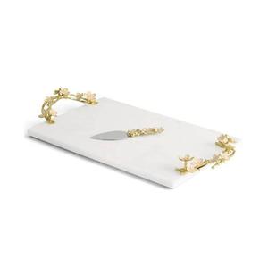 Plateau en marbre blanc fait à la main avec poignée en métal classique nouveau Design taille personnalisée maison plateau de service en gros - Product Image 5