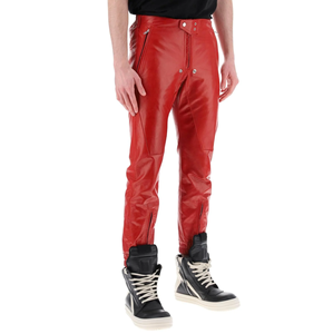 กางเกงหนังผู้ชายระบายอากาศได้ดีสีทึบกางเกงแฟชั่นผู้ชายกางเกงหนังลำลองกลางแจ้ง - Product Image 1