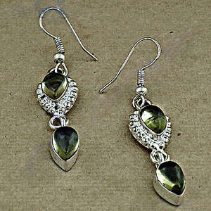 925 <b>Silver</b> Drop <b>Earrings</b> with Peridot Gemstone Gold & Rose Gold Plated for Wedding Party Gift Women's Jewelry - Product Image 1