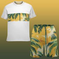 Ensemble short à manches courtes pour hommes imprimé palmier Miami vacances Style T-Shirt Shorts bord de mer surf sport plage costume deux pièces