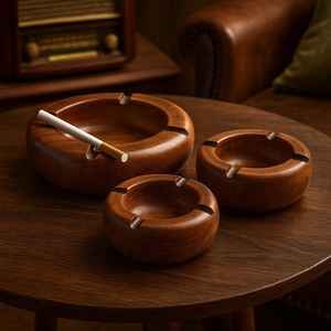 ที่เขี่ยบุหรี่ไม้ทำมือระดับพรีเมียม |   ที่เขี่ยบุหรี่ไม้เนื้อแข็งธรรมชาติสำหรับวางบนโต๊ะ - Product Image 1