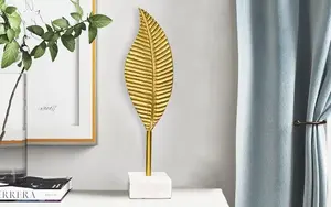 รูปปั้นใบไม้โลหะแบบโมเดิร์นรูปปั้นหินอ่อนตกแต่งบ้านสำหรับห้องนั่งเล่นหรือโต๊ะทำงานรูปปั้นใบไม้สำหรับตกแต่ง - Product Image 2